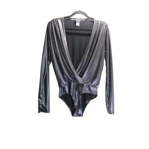 Day G Metallic Bodysuit Silver Size Large